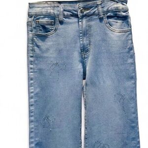 Glam Pants Jeans Stretch Rhinestone Bow Embellishing W26 R9.5 I28 Y2K Straight